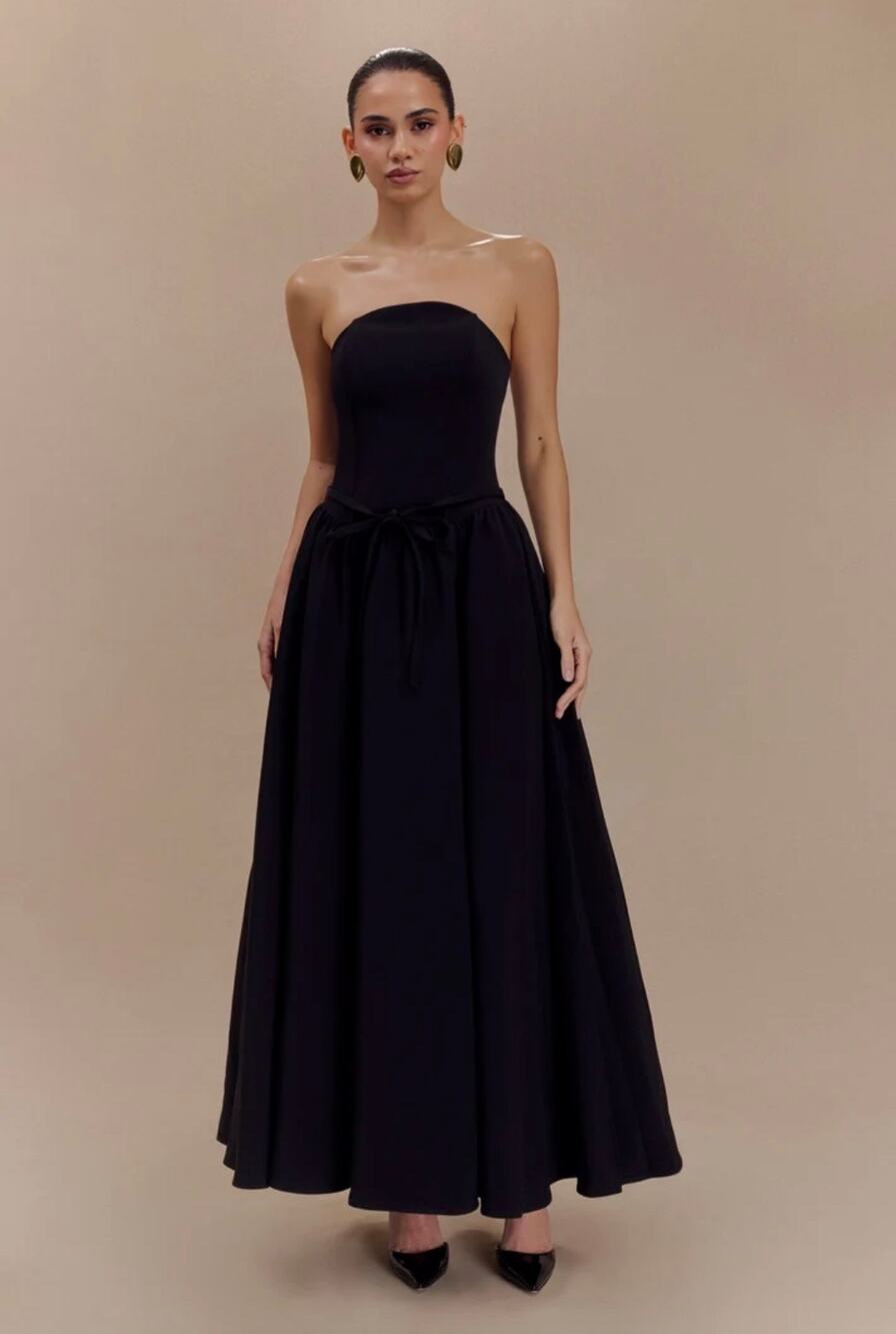 Meshki Penny Strapless Contrast Midi Dress - Black & White